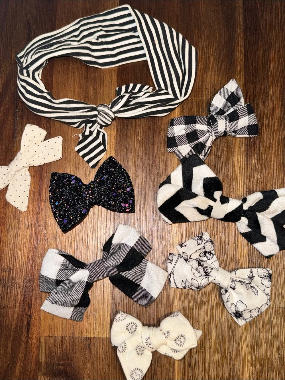 Black & White Boutique Bow Hair Set - Girls Hair Accessories Lot Bundle